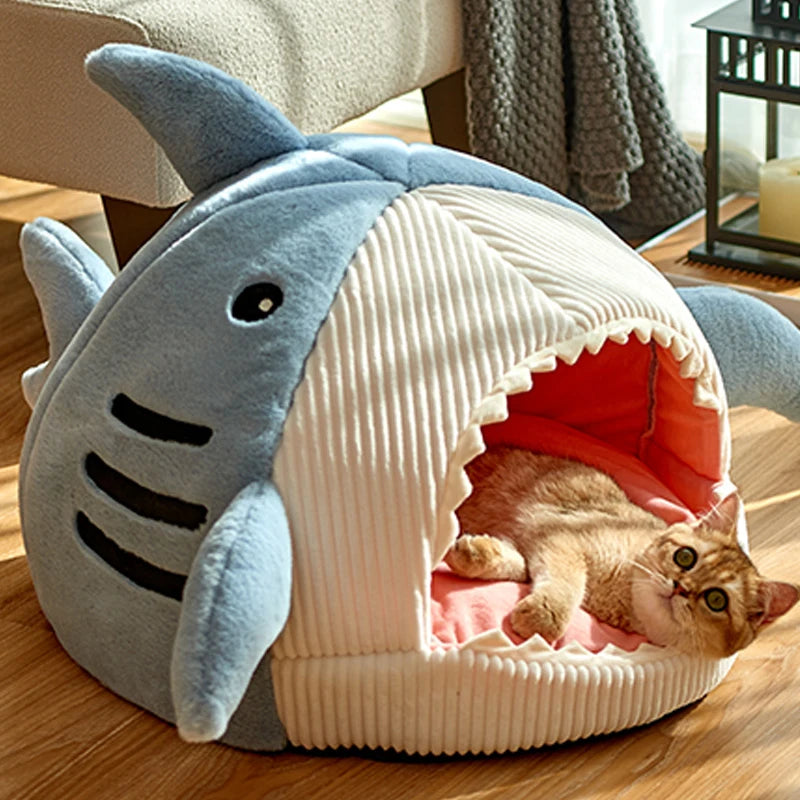 Shark cat bed cute and cozy cat bed cave covered cat bed