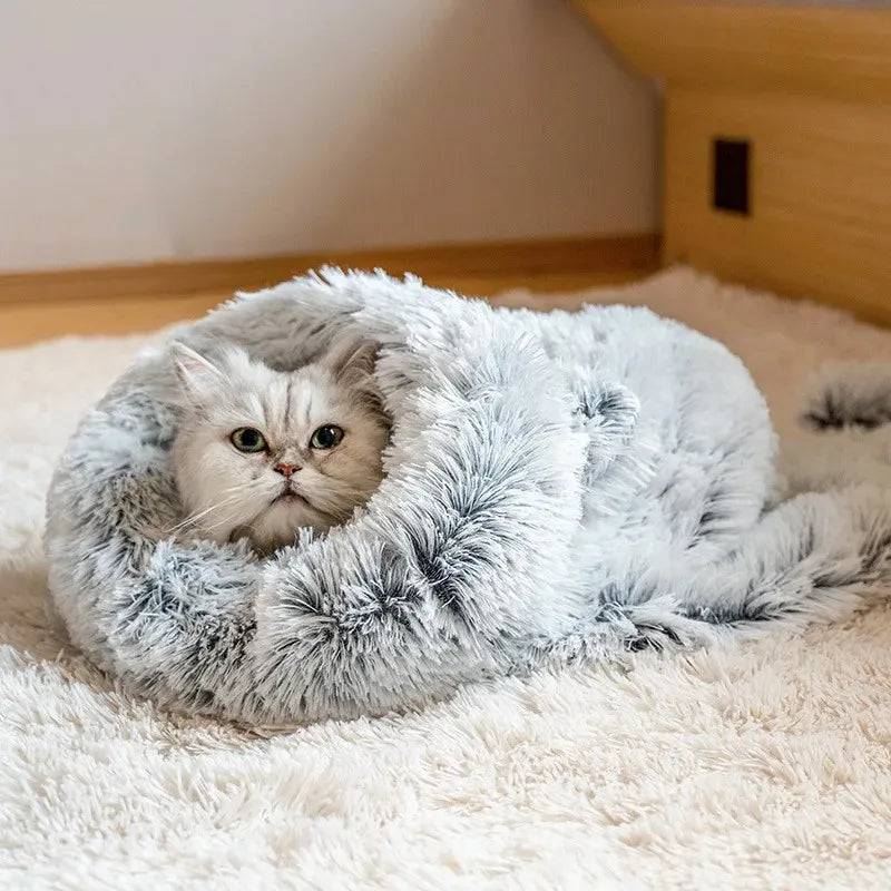 Sleeping bag for cats fluffy cat bed cave