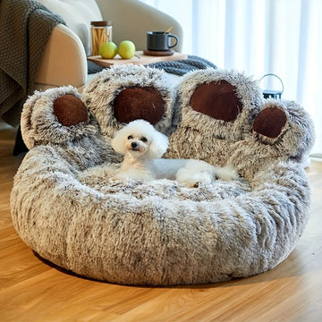 Fuzzy cat bed paw-shaped fluffy warm and cozy large sized