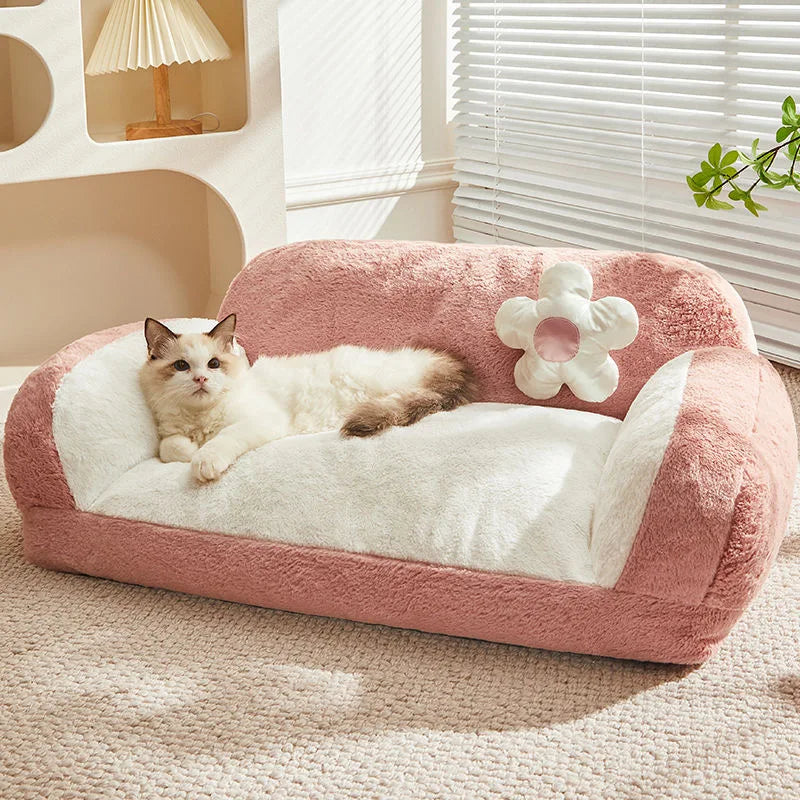 Cat couch bed cat princess bed with a flower for cats and dogs sofa bed