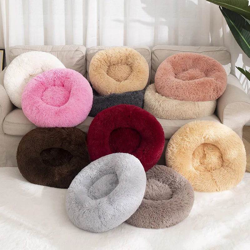 Round cat bed warm and fluffy for dogs too large size