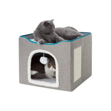 Cat cube bed with a scratcher bunk bed loft bed cat bed for 2 cats box bed