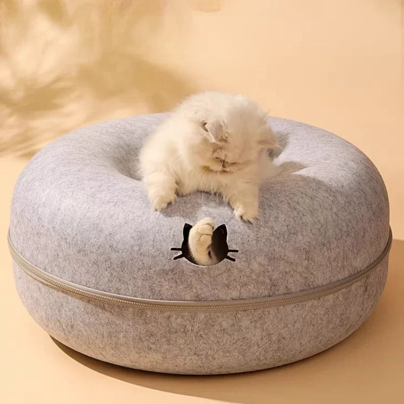 Cama para gatos Donut túnel donut cama para gatos rosa blanco azul gris