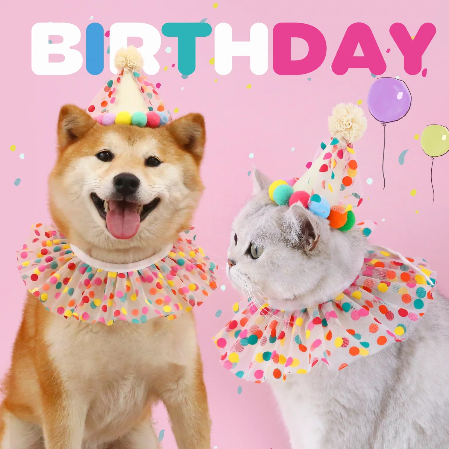 Gorro y collar de cumpleaños para gato, gorro de fiesta colorido para gato, disfraz de perro para cumpleaños