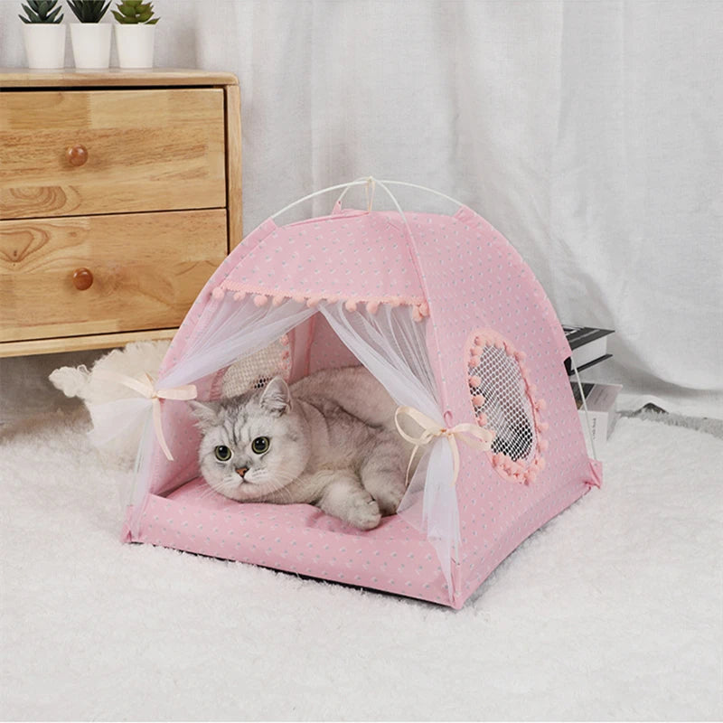 Tente lit princesse chat be avec petite fleur rose vert bleu