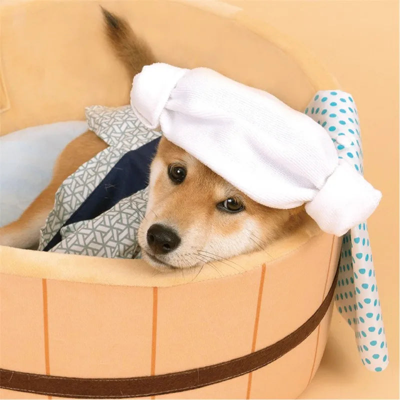 Funny cat bed mimicking a Japanese hot spring bath