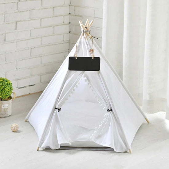 Cat tent bed white with a name plate cute bed for cats and dogs enclosed cat bed