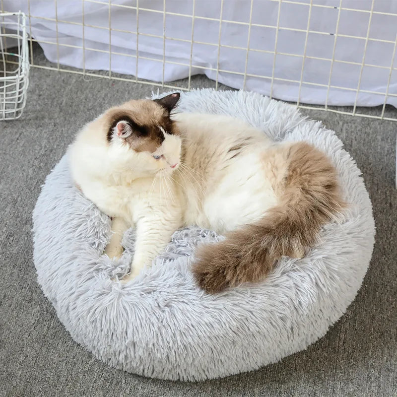 Round cat bed warm and fluffy for dogs too large size