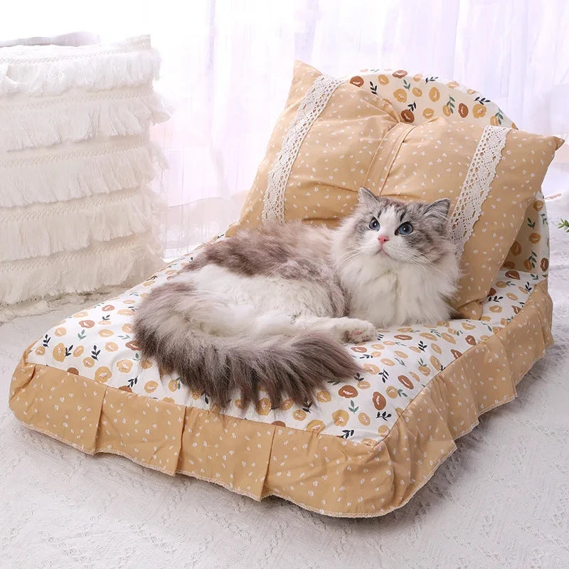 Cute cat bed pink cat bed flower cat bed with lace